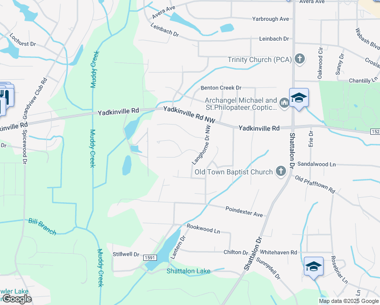 map of restaurants, bars, coffee shops, grocery stores, and more near 4020 Ivy Bluff Trail in Winston-Salem