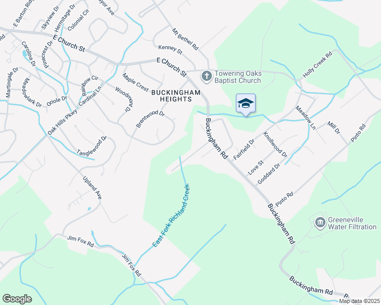 map of restaurants, bars, coffee shops, grocery stores, and more near 116 Buckingham Court in Greeneville