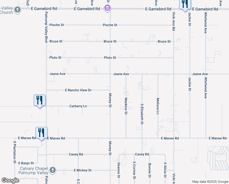 map of restaurants, bars, coffee shops, grocery stores, and more near 4641 Money Street in Pahrump