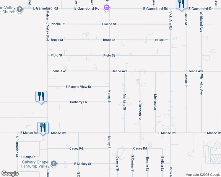 map of restaurants, bars, coffee shops, grocery stores, and more near 4641 Money Street in Pahrump