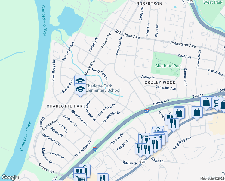 map of restaurants, bars, coffee shops, grocery stores, and more near 6217 Henry Ford Drive in Nashville