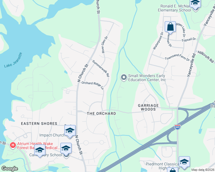 map of restaurants, bars, coffee shops, grocery stores, and more near 615 Summerwalk Road in Greensboro
