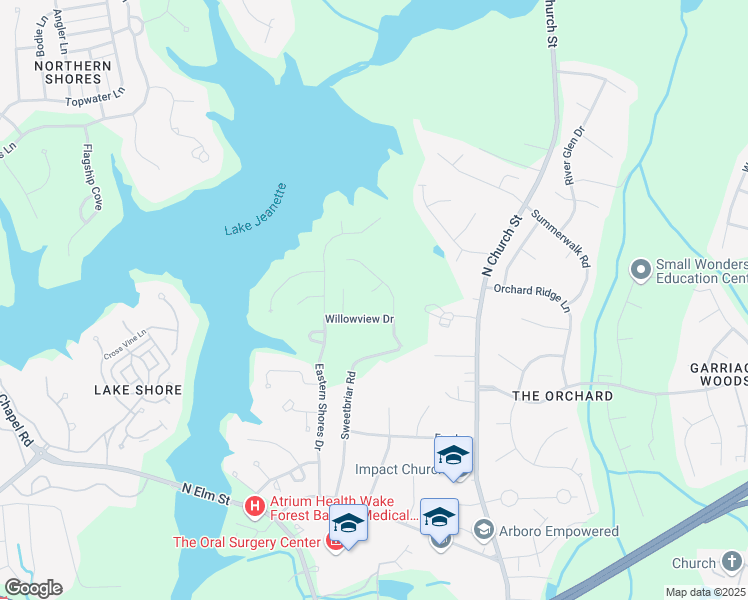map of restaurants, bars, coffee shops, grocery stores, and more near 503 Fieldstone Court in Greensboro