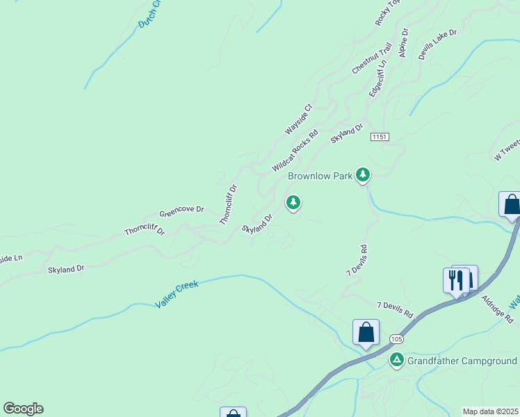 map of restaurants, bars, coffee shops, grocery stores, and more near 100 Bear Cave Trail in Banner Elk