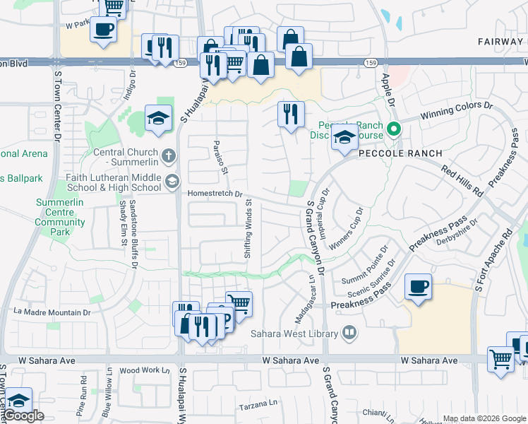 map of restaurants, bars, coffee shops, grocery stores, and more near 1669 Warrenville Street in Las Vegas