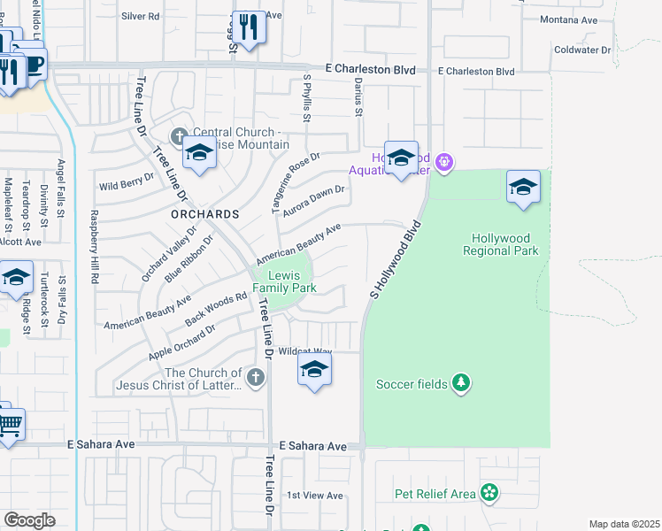 map of restaurants, bars, coffee shops, grocery stores, and more near 6548 Candy Apple Circle in Las Vegas