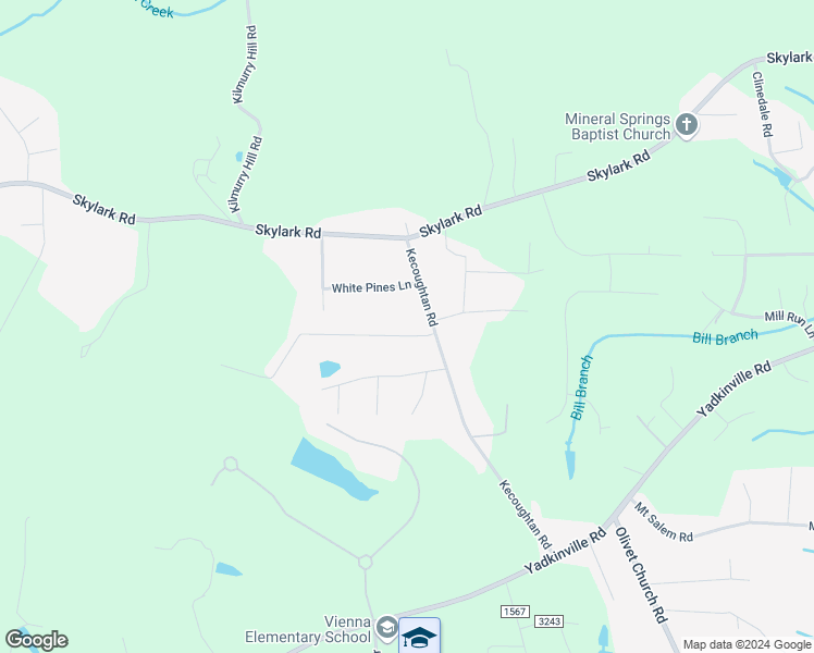 map of restaurants, bars, coffee shops, grocery stores, and more near 6429 Harrell Drive in Pfafftown