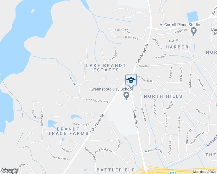 map of restaurants, bars, coffee shops, grocery stores, and more near 4905 Plateau Ct in Greensboro