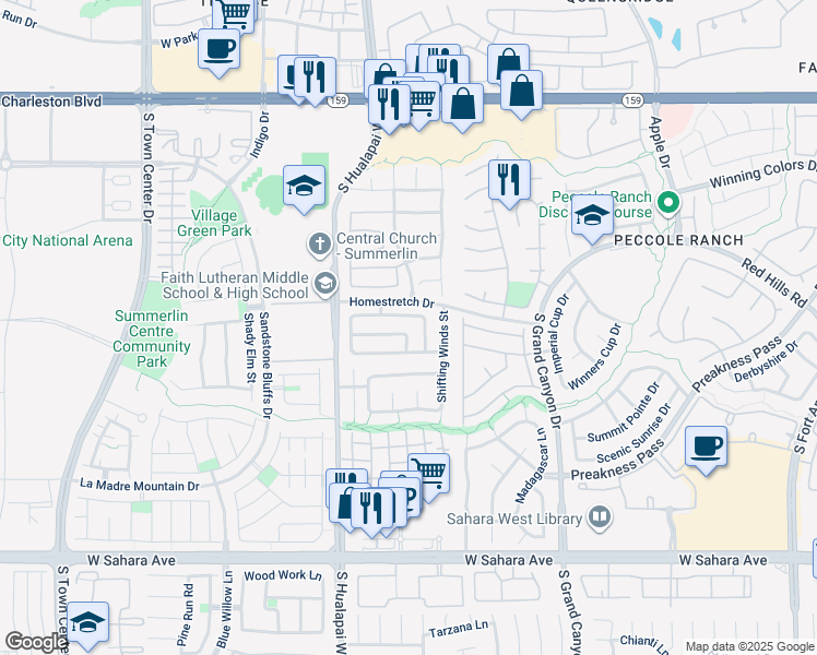 map of restaurants, bars, coffee shops, grocery stores, and more near 1701 Encarta Street in Las Vegas