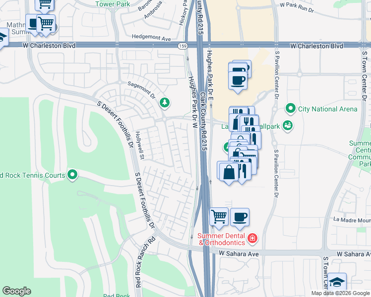 map of restaurants, bars, coffee shops, grocery stores, and more near 1980 Solvang Mill Drive in Las Vegas
