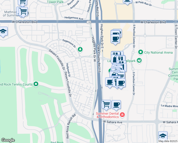 map of restaurants, bars, coffee shops, grocery stores, and more near 1980 Solvang Mill Drive in Las Vegas