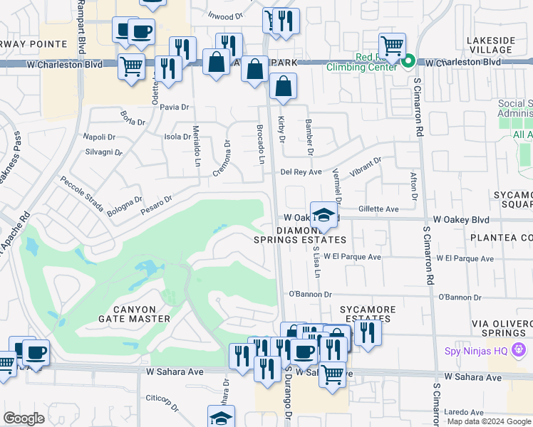 map of restaurants, bars, coffee shops, grocery stores, and more near 1613 Iron Ridge Drive in Las Vegas