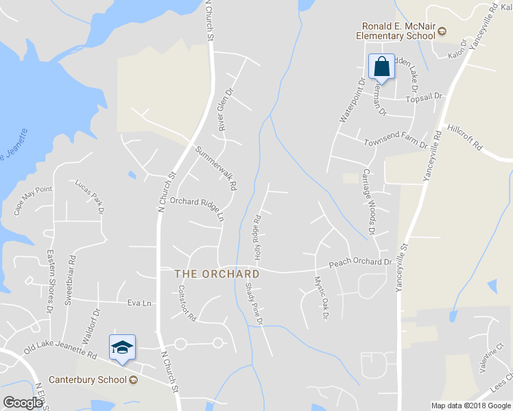 map of restaurants, bars, coffee shops, grocery stores, and more near 5301 Holly Ridge Road in Greensboro