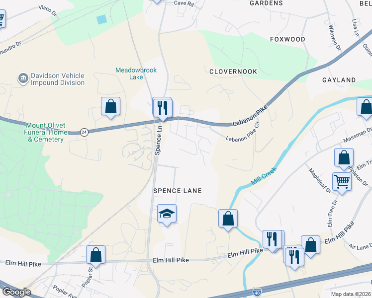 map of restaurants, bars, coffee shops, grocery stores, and more near 827 Spence Enclave Lane in Nashville