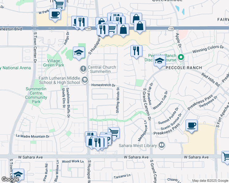 map of restaurants, bars, coffee shops, grocery stores, and more near 1660 Encarta Street in Las Vegas
