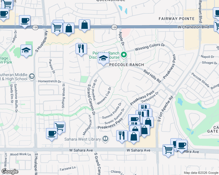 map of restaurants, bars, coffee shops, grocery stores, and more near 9553 World Cup Drive in Las Vegas