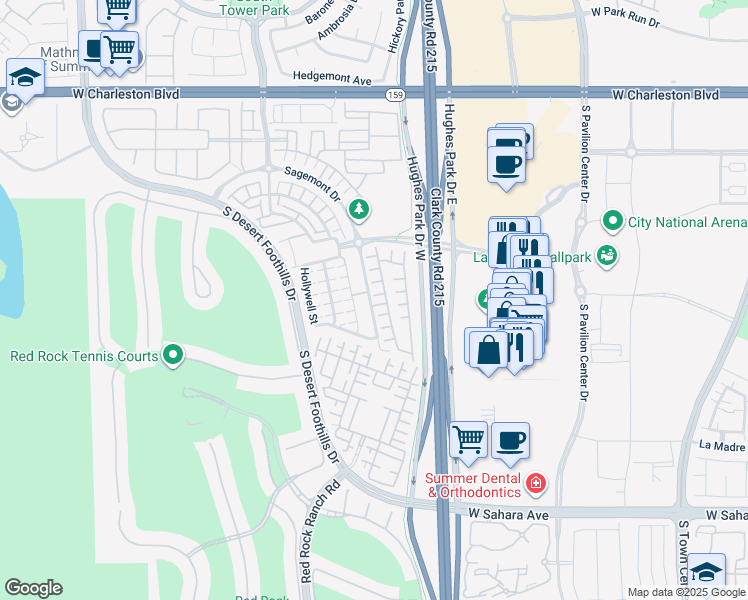 map of restaurants, bars, coffee shops, grocery stores, and more near 11245 Lompoc Court in Las Vegas