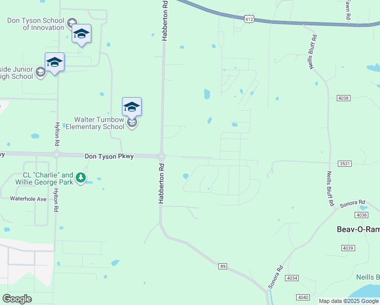 map of restaurants, bars, coffee shops, grocery stores, and more near 5116 Horn Lane in Springdale