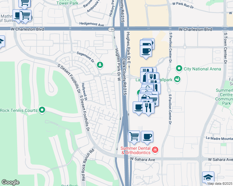 map of restaurants, bars, coffee shops, grocery stores, and more near 1950 Solvang Mill Drive in Las Vegas