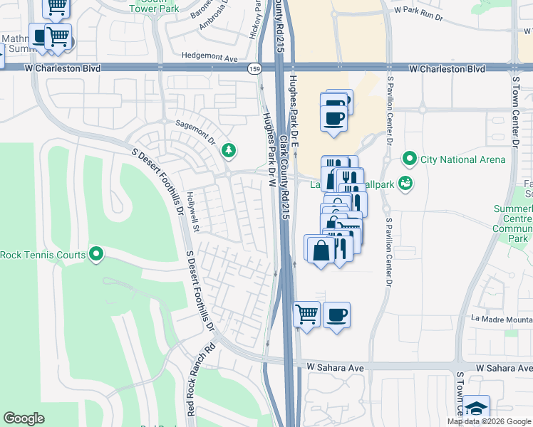map of restaurants, bars, coffee shops, grocery stores, and more near 1940 Solvang Mill Drive in Las Vegas