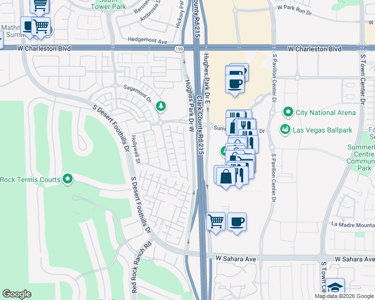 map of restaurants, bars, coffee shops, grocery stores, and more near 1940 Solvang Mill Drive in Las Vegas