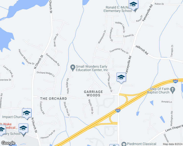 map of restaurants, bars, coffee shops, grocery stores, and more near 5306 Weeping Cherry Drive in Browns Summit