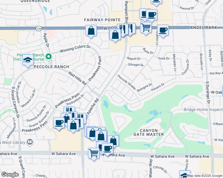 map of restaurants, bars, coffee shops, grocery stores, and more near 9021 Rivers Edge Drive in Las Vegas