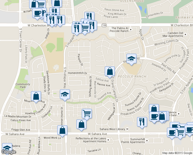 map of restaurants, bars, coffee shops, grocery stores, and more near 1669 Warrenville Street in Las Vegas