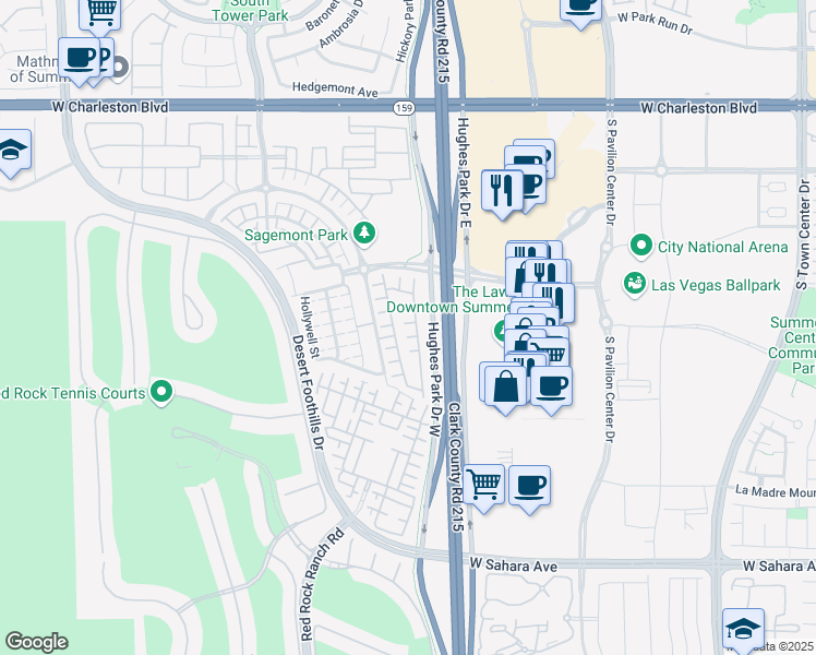 map of restaurants, bars, coffee shops, grocery stores, and more near 1980 Solvang Mill Drive in Las Vegas