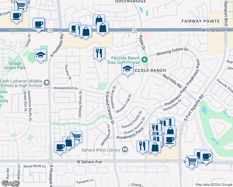 map of restaurants, bars, coffee shops, grocery stores, and more near 1629 British Cup Drive in Las Vegas