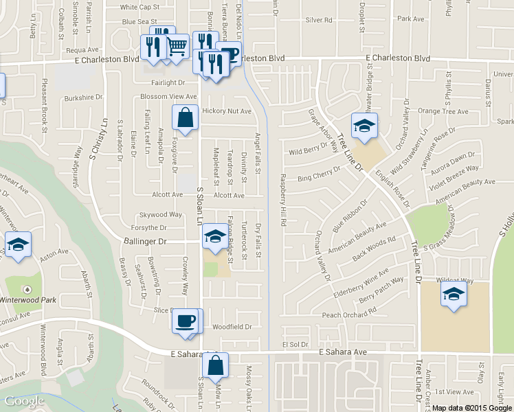 map of restaurants, bars, coffee shops, grocery stores, and more near 5984 Emerald Canyon Drive in Las Vegas