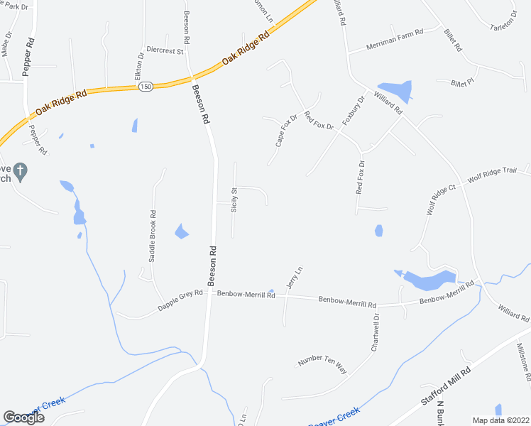 map of restaurants, bars, coffee shops, grocery stores, and more near 2124 Beeson Road in Oak Ridge