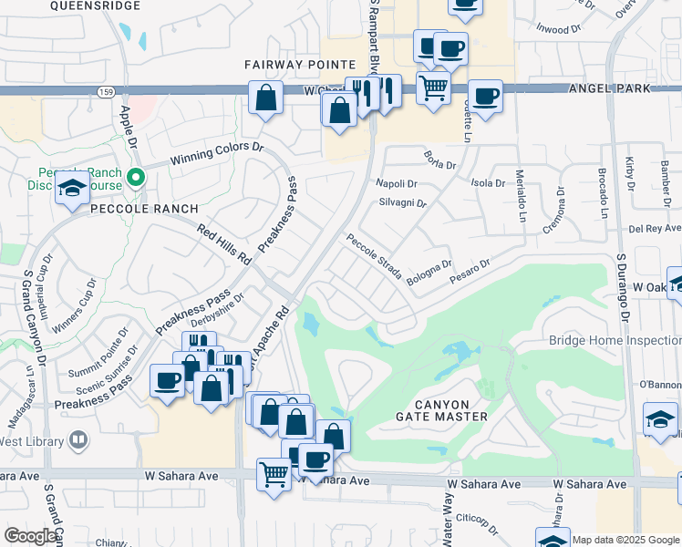 map of restaurants, bars, coffee shops, grocery stores, and more near 1621 Shadow Rock Drive in Las Vegas