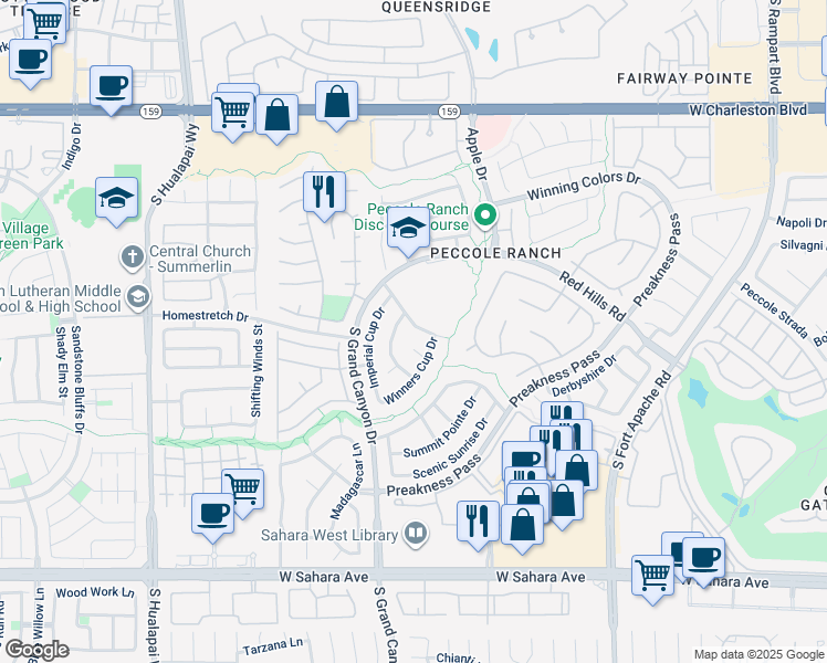 map of restaurants, bars, coffee shops, grocery stores, and more near 9573 World Cup Drive in Las Vegas