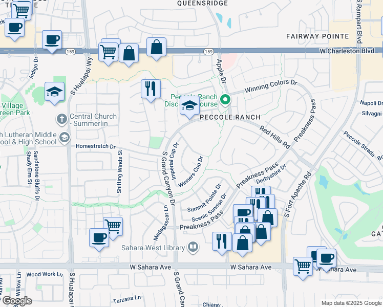 map of restaurants, bars, coffee shops, grocery stores, and more near 9573 World Cup Drive in Las Vegas