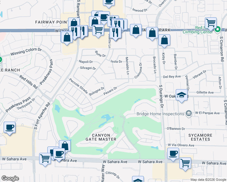 map of restaurants, bars, coffee shops, grocery stores, and more near 8809 Robinson Ridge Drive in Las Vegas