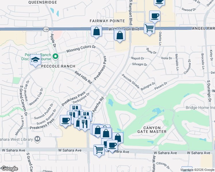 map of restaurants, bars, coffee shops, grocery stores, and more near 9057 Opus Drive in Las Vegas