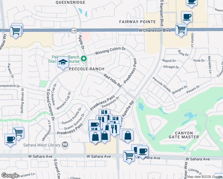 map of restaurants, bars, coffee shops, grocery stores, and more near 1613 Saint Gregory Drive in Las Vegas