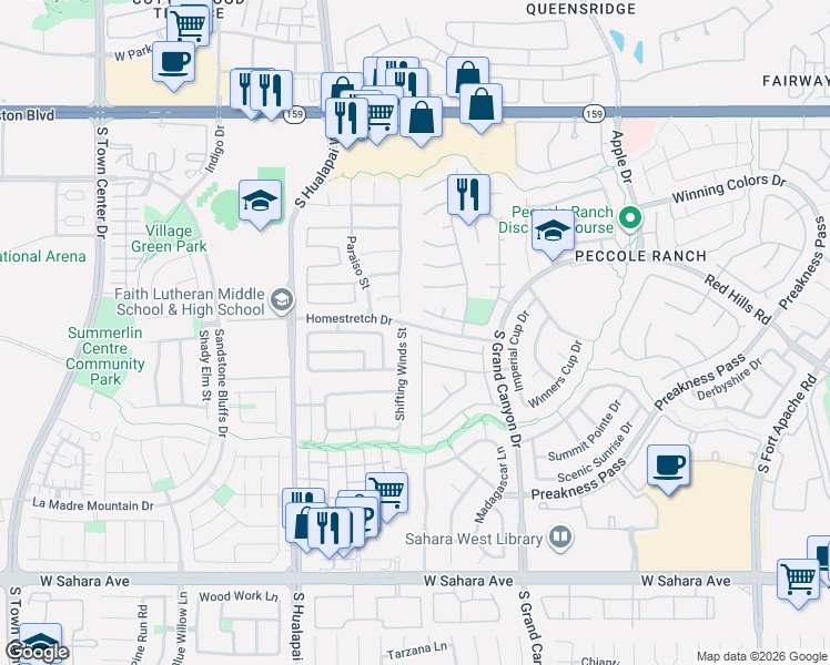 map of restaurants, bars, coffee shops, grocery stores, and more near 1669 Warrenville Street in Las Vegas