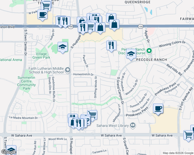 map of restaurants, bars, coffee shops, grocery stores, and more near 1669 Warrenville Street in Las Vegas