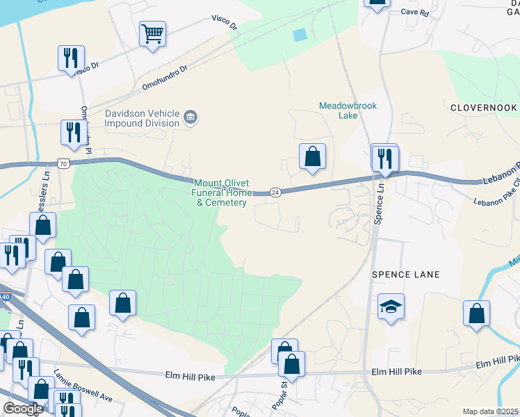 map of restaurants, bars, coffee shops, grocery stores, and more near 1301 Lebanon Pike in Nashville
