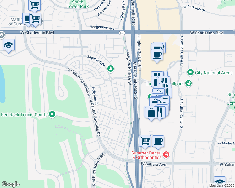 map of restaurants, bars, coffee shops, grocery stores, and more near 11232 Lompoc Court in Las Vegas