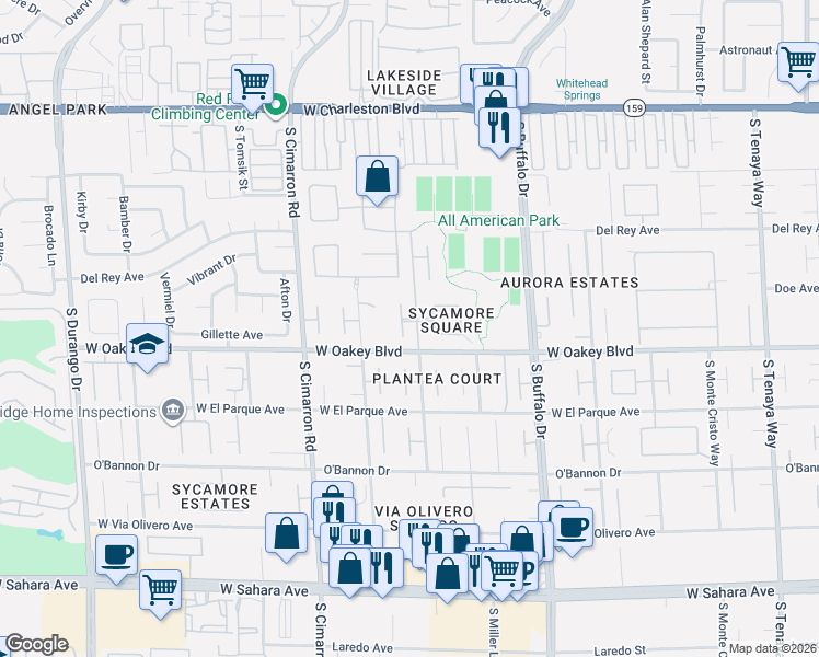 map of restaurants, bars, coffee shops, grocery stores, and more near 1720 Oval Circle in Las Vegas