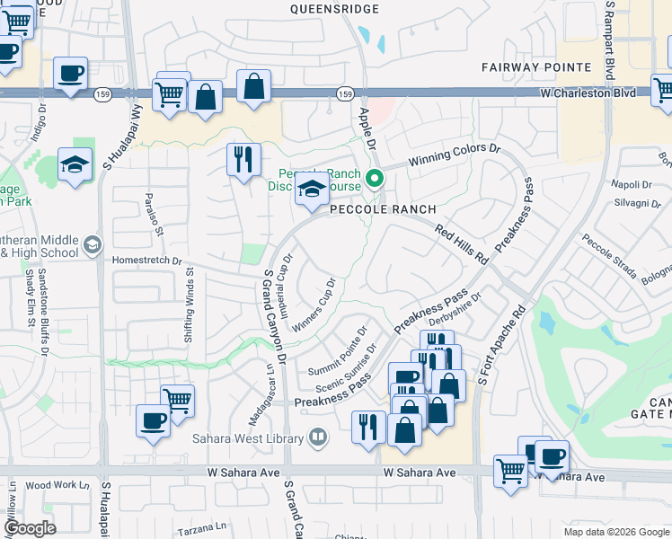 map of restaurants, bars, coffee shops, grocery stores, and more near 9552 World Cup Drive in Las Vegas