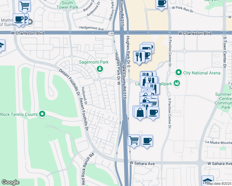 map of restaurants, bars, coffee shops, grocery stores, and more near 1900 Solvang Mill Drive in Las Vegas