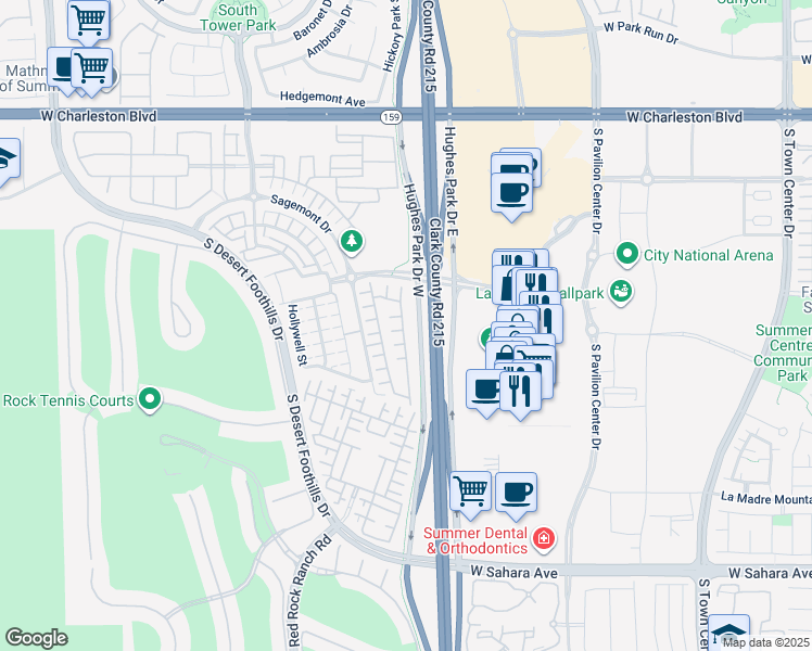 map of restaurants, bars, coffee shops, grocery stores, and more near 1900 Solvang Mill Drive in Las Vegas