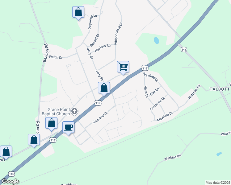 map of restaurants, bars, coffee shops, grocery stores, and more near 1249 East Highway 11 East in Jefferson City