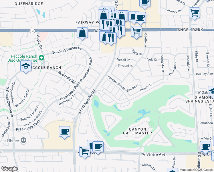 map of restaurants, bars, coffee shops, grocery stores, and more near 1613 Shadow Rock Drive in Las Vegas