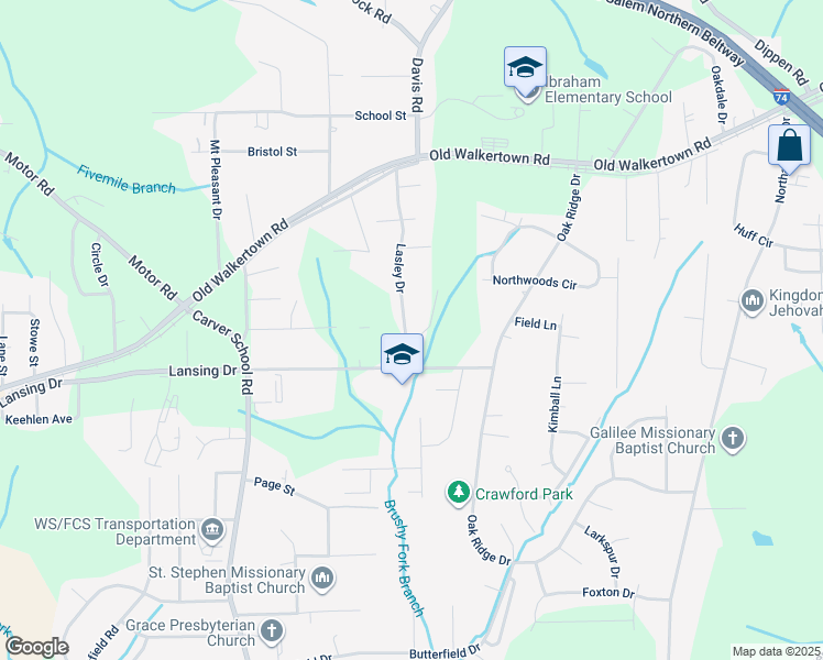 map of restaurants, bars, coffee shops, grocery stores, and more near 4513 Lasley Drive in Winston-Salem