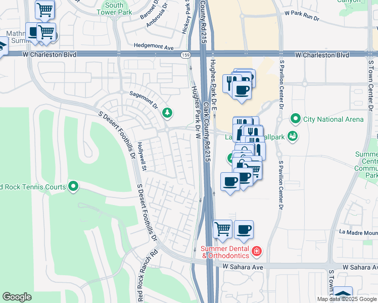 map of restaurants, bars, coffee shops, grocery stores, and more near 11209 Shasta Ridge Court in Las Vegas